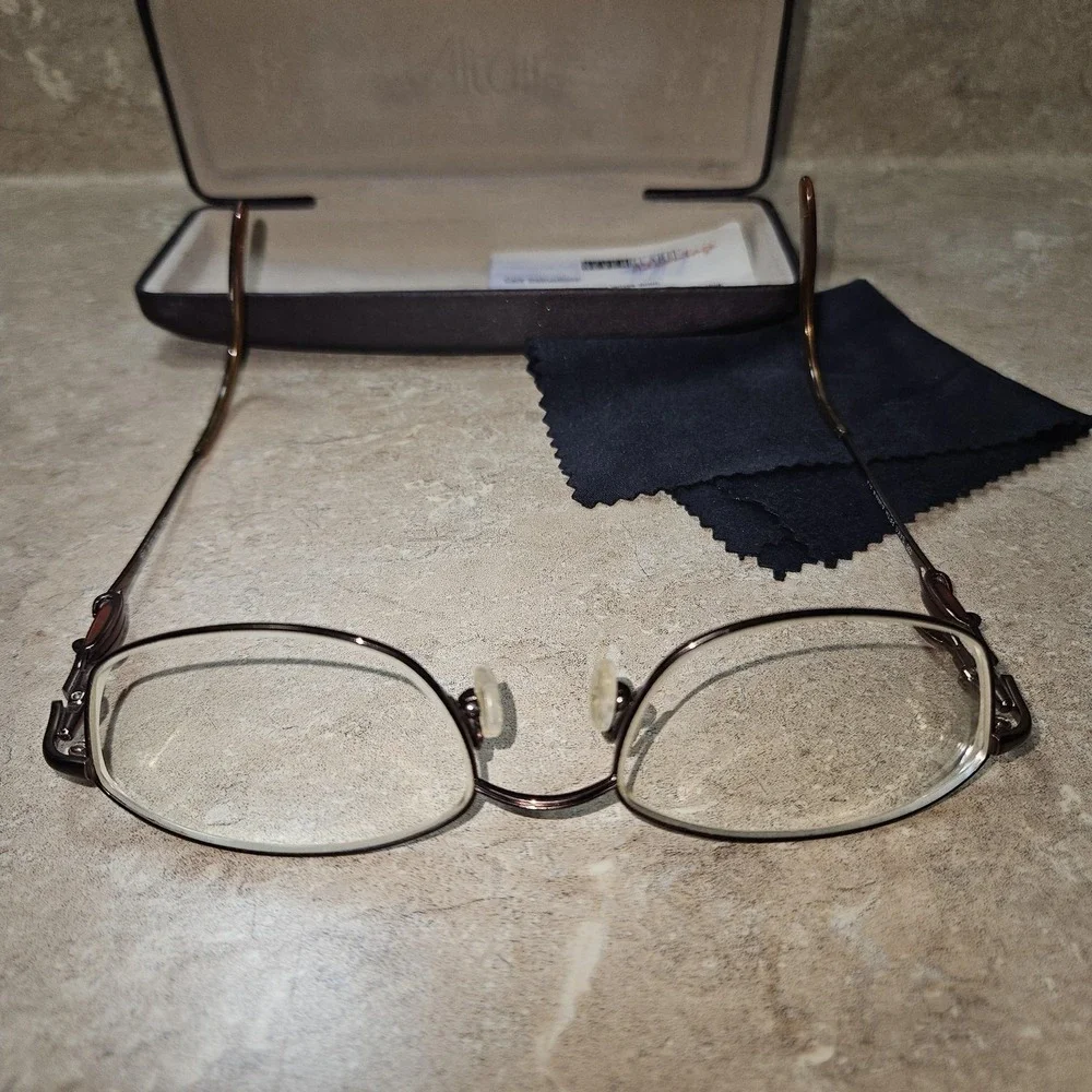 Saks Fifth Avenue Altair Eyeglasses Brown Metal Frame 173‎ FLR 135 Case Cloth